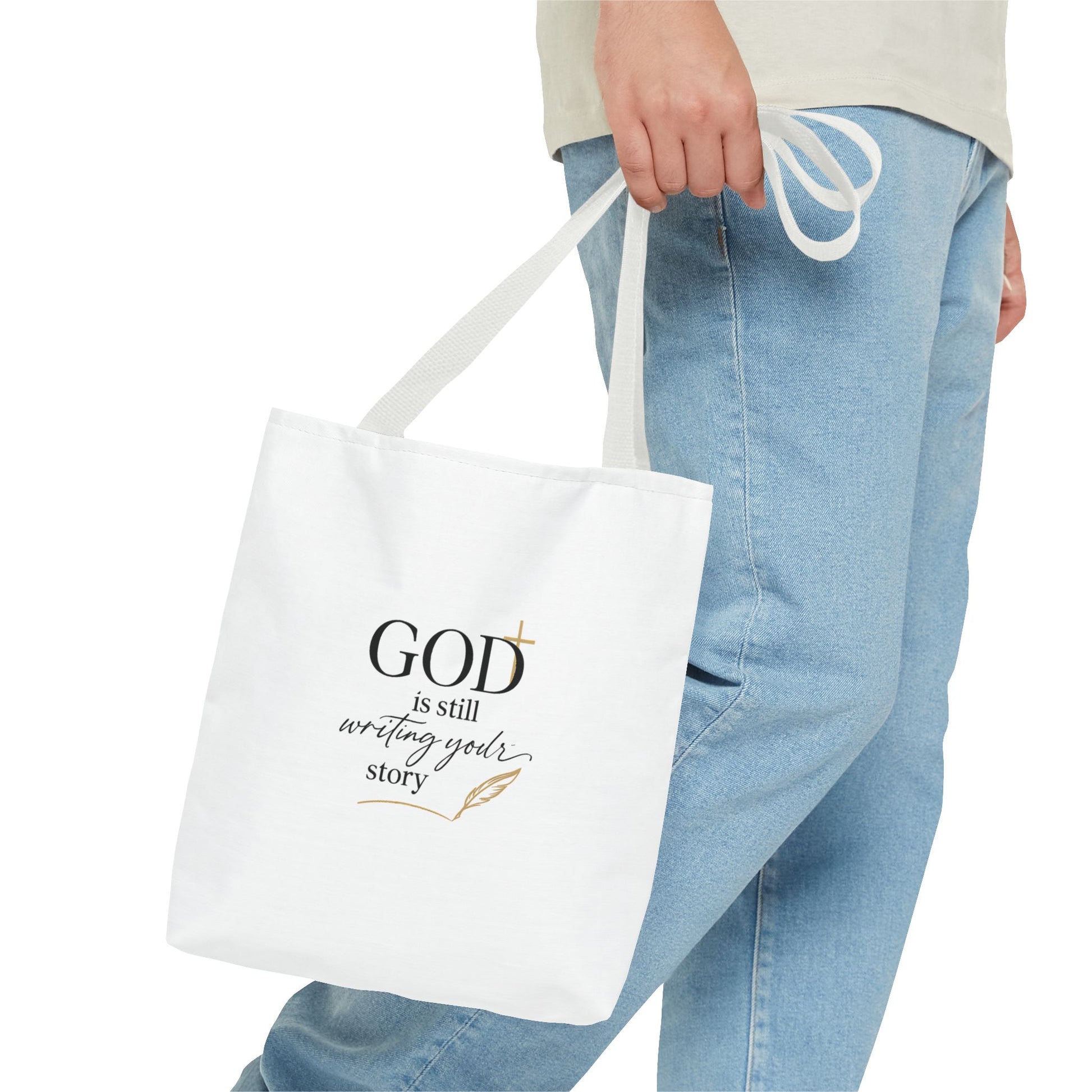 Inspirational Christian Tote Bag – “God Is Still Writing Your Story” Canvas Tote