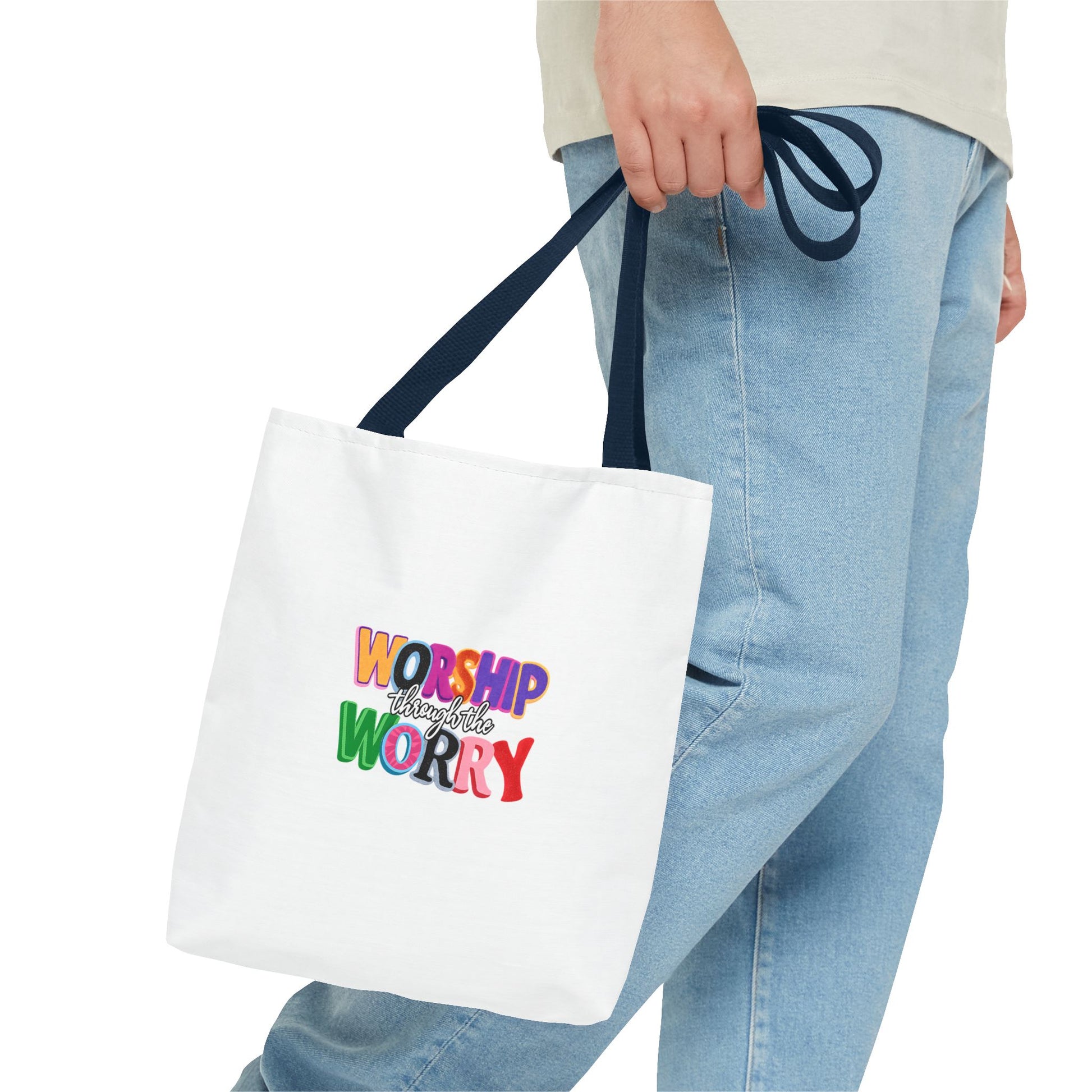 Worship Over Worry Colorful Faith Tote Bag