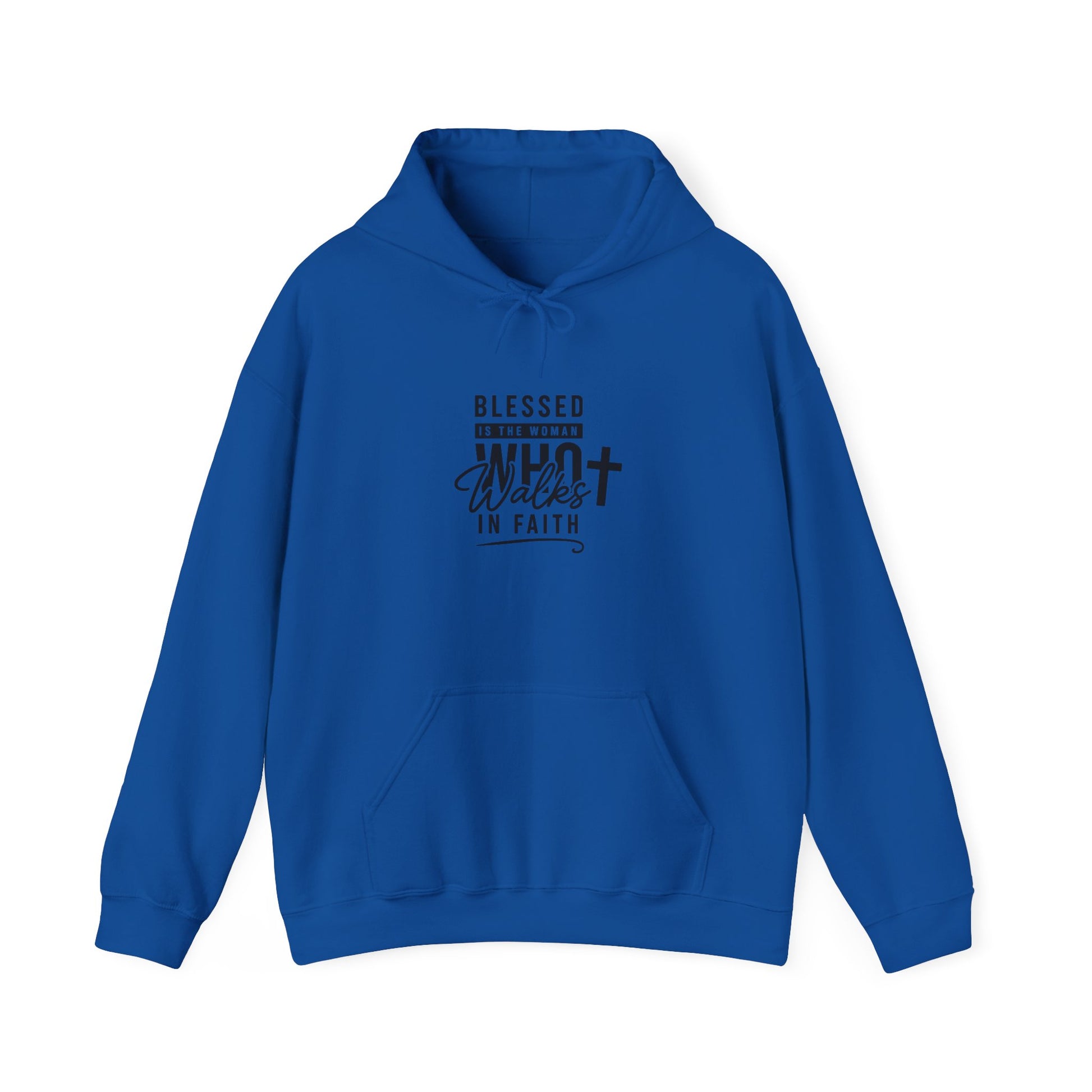 Faith Hoodie — "Blessed Who Walks in Faith" Christian Pullover