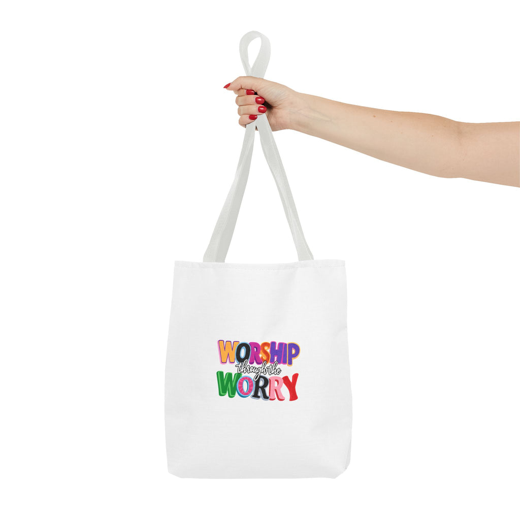 Worship Over Worry Colorful Faith Tote Bag