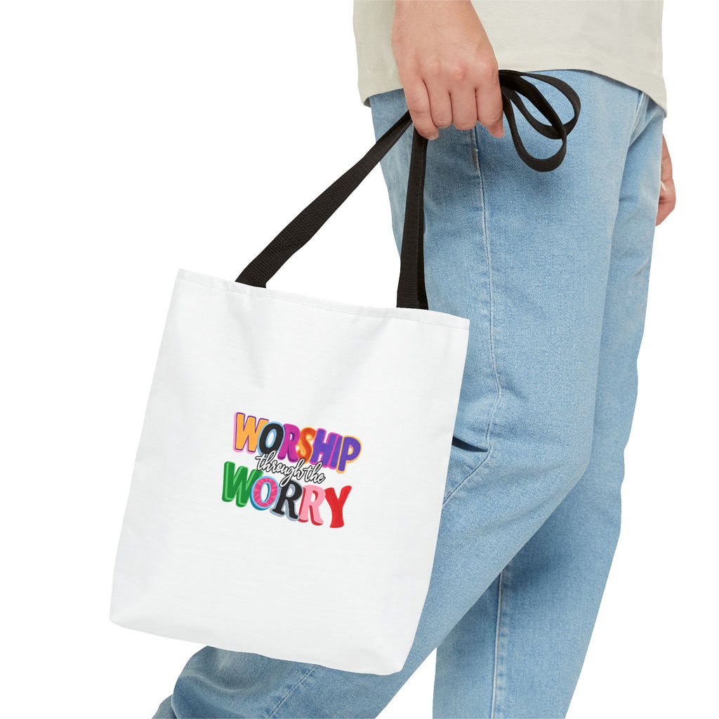 Worship Over Worry Colorful Faith Tote Bag