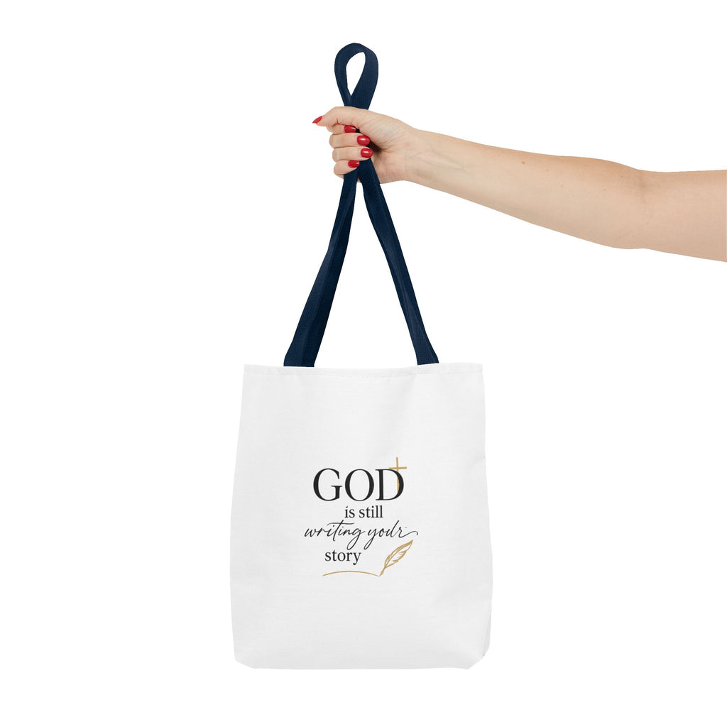 Inspirational Christian Tote Bag – “God Is Still Writing Your Story” Canvas Tote