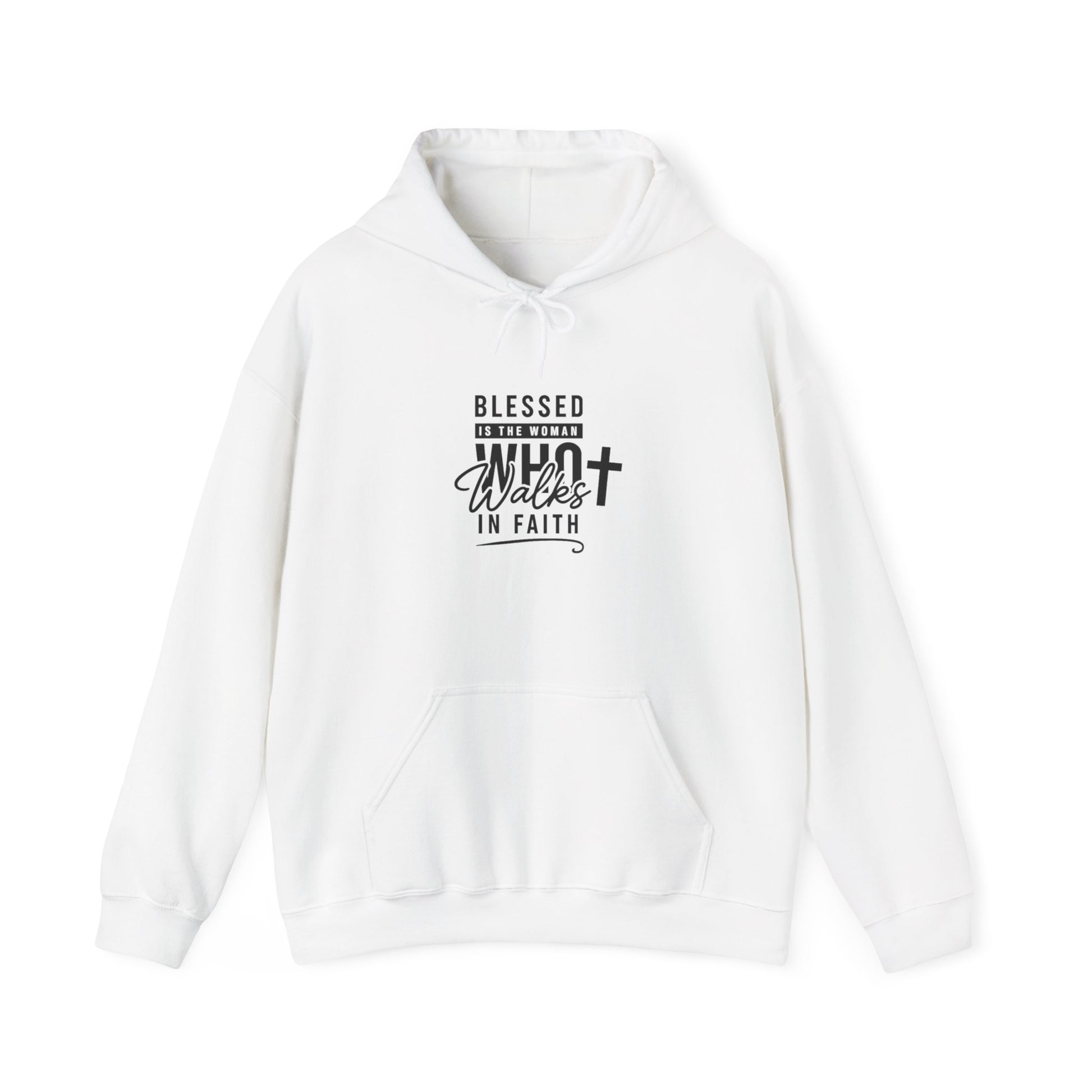 Faith Hoodie — "Blessed Who Walks in Faith" Christian Pullover