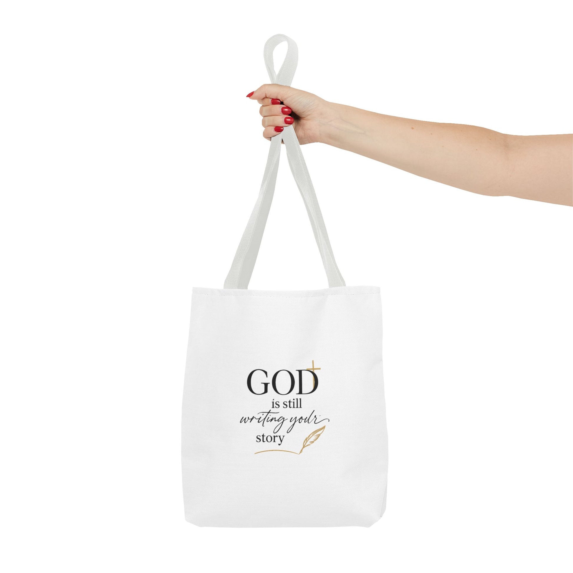 Inspirational Christian Tote Bag – “God Is Still Writing Your Story” Canvas Tote