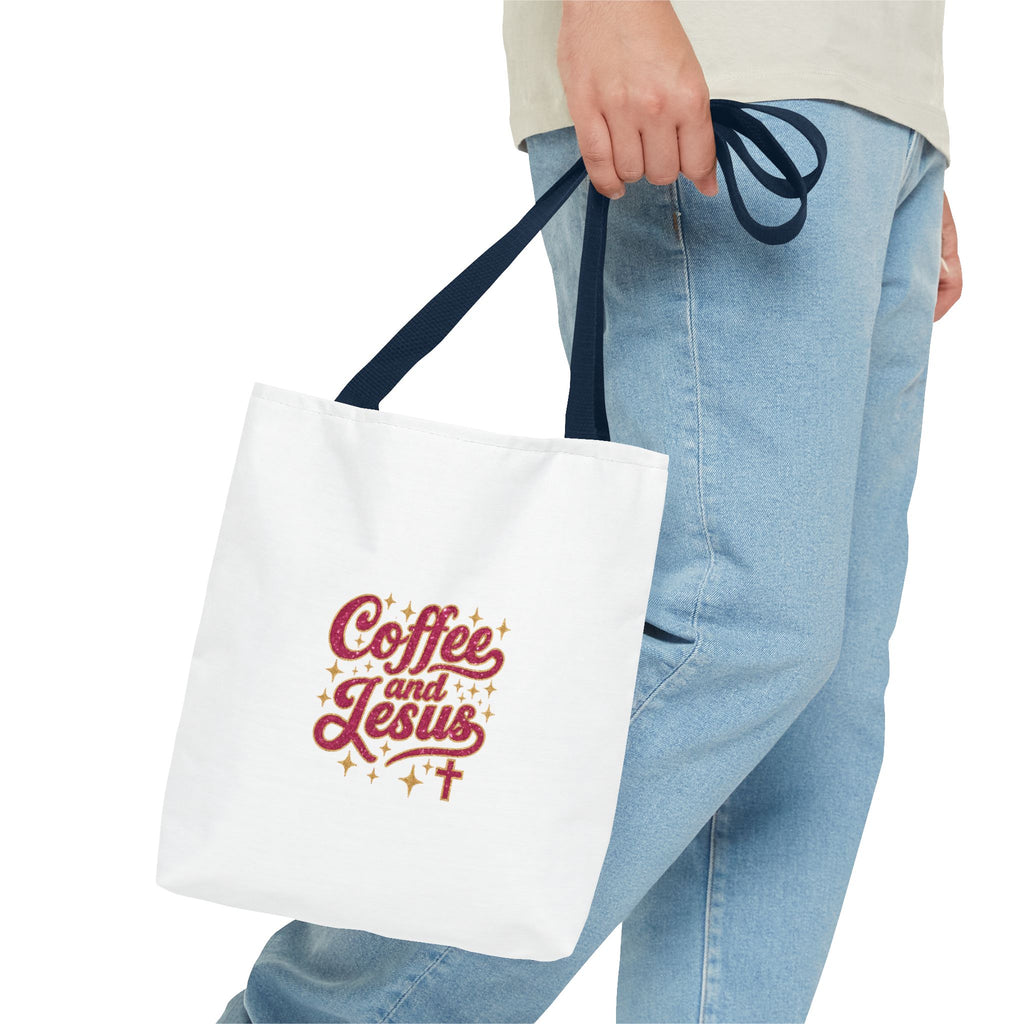 Coffee and Jesus Tote Bag — Christian Faith Canvas Shopper