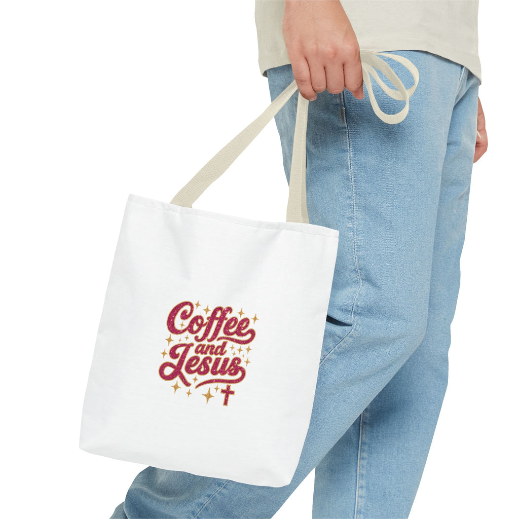 Coffee and Jesus Tote Bag — Christian Faith Canvas Shopper
