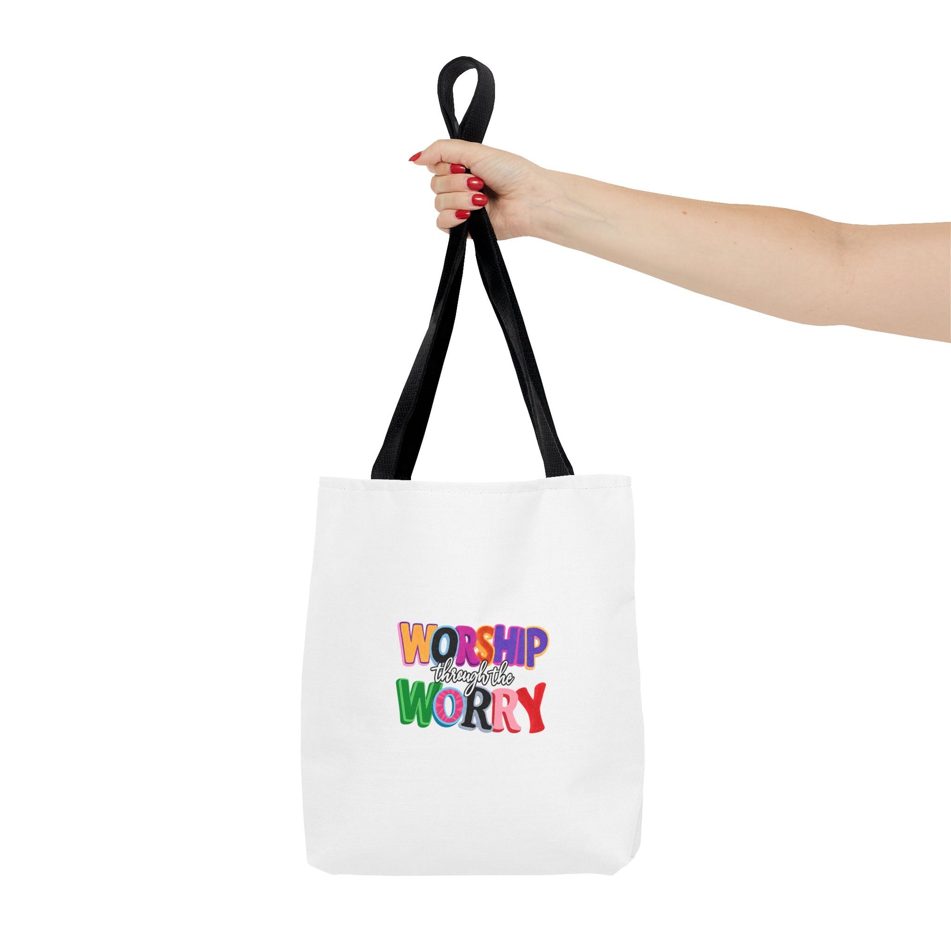 Worship Over Worry Colorful Faith Tote Bag