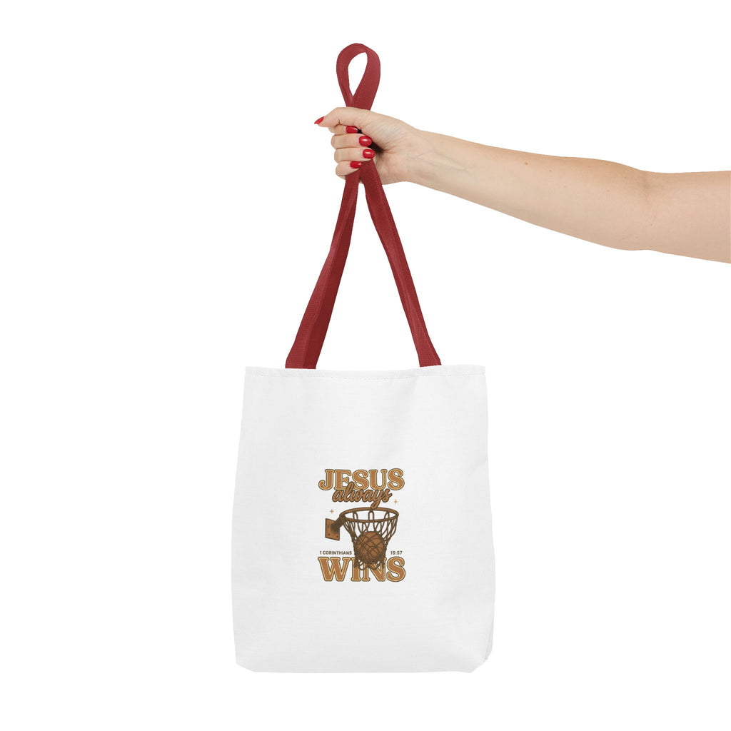 Jesus Wins Basketball Tote Bag – Faith-Based Sports Graphic Tote
