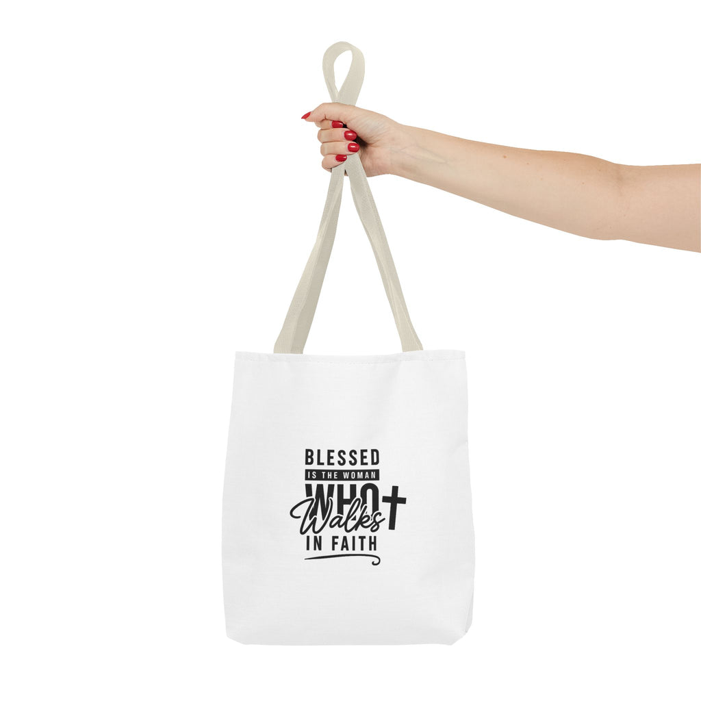Blessed Woman in Faith Tote Bag — Christian Inspirational Cross Tote