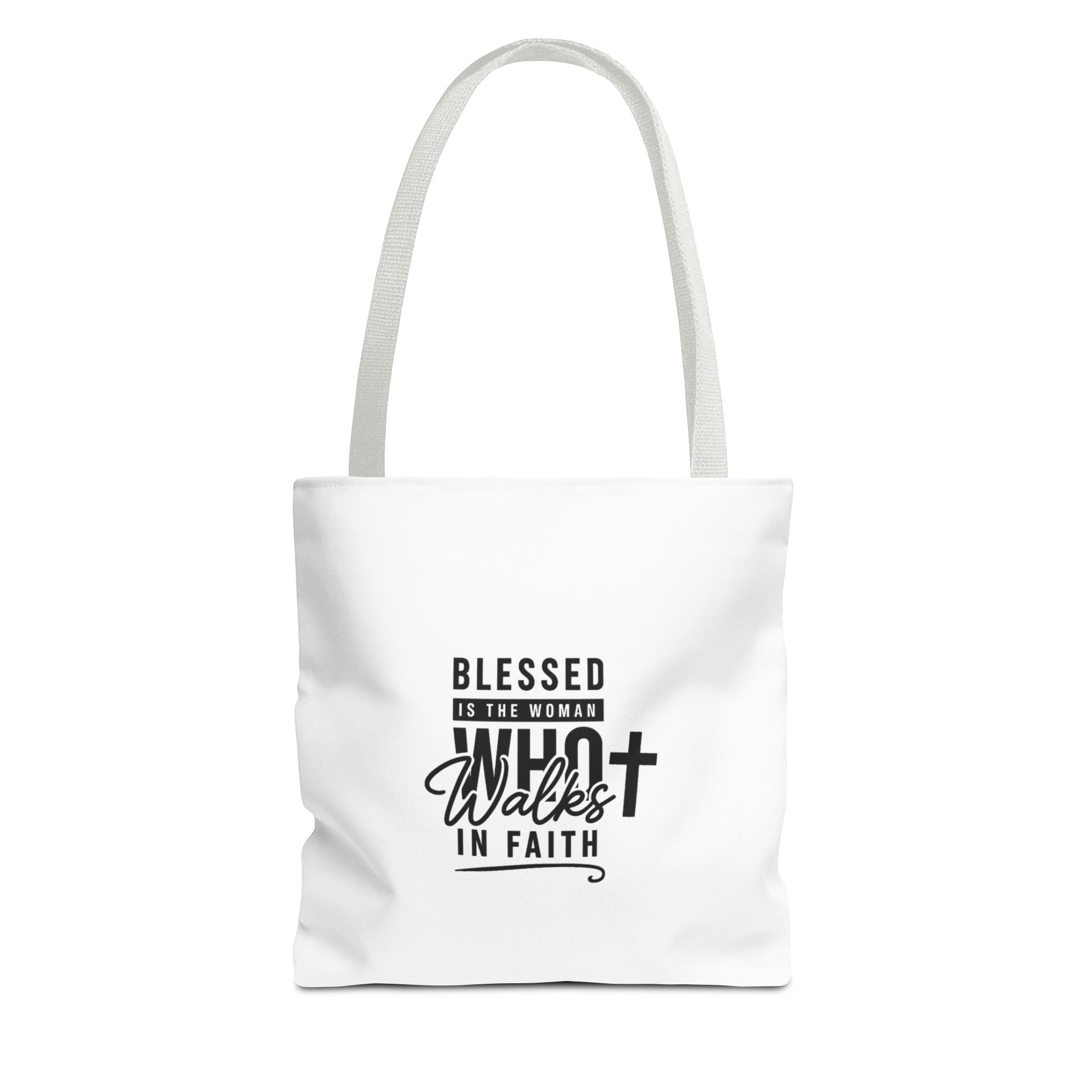Blessed Woman in Faith Tote Bag — Christian Inspirational Cross Tote