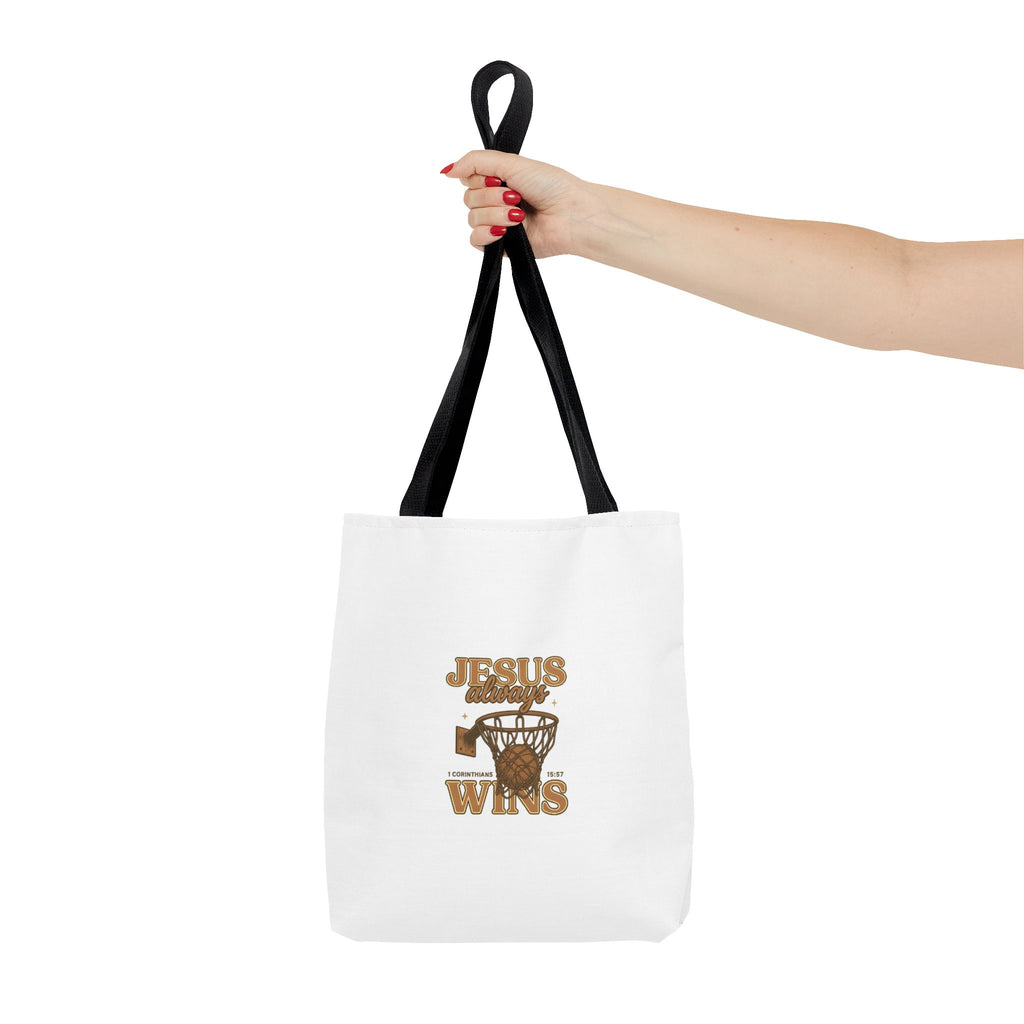 Jesus Wins Basketball Tote Bag – Faith-Based Sports Graphic Tote