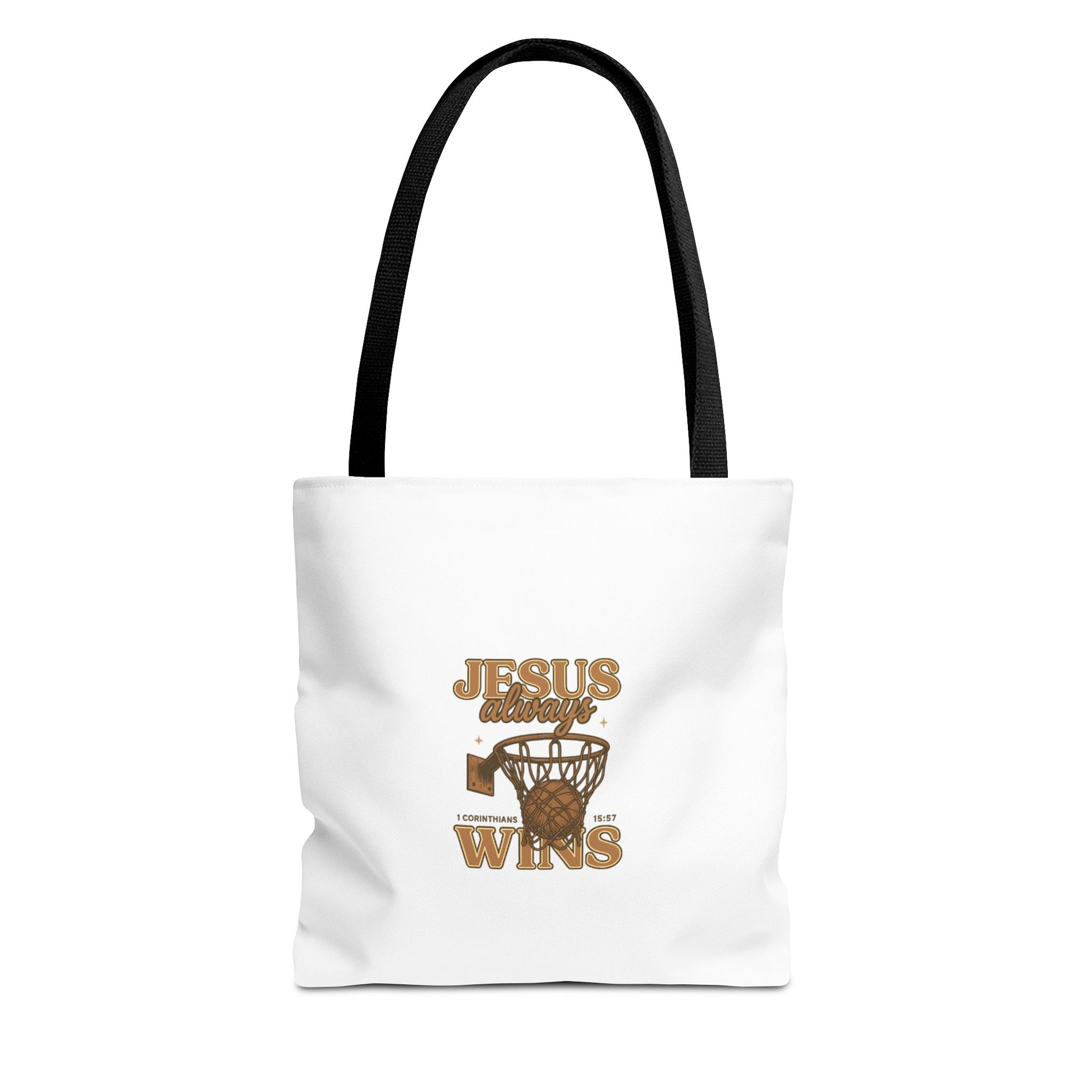 Jesus Wins Basketball Tote Bag – Faith-Based Sports Graphic Tote
