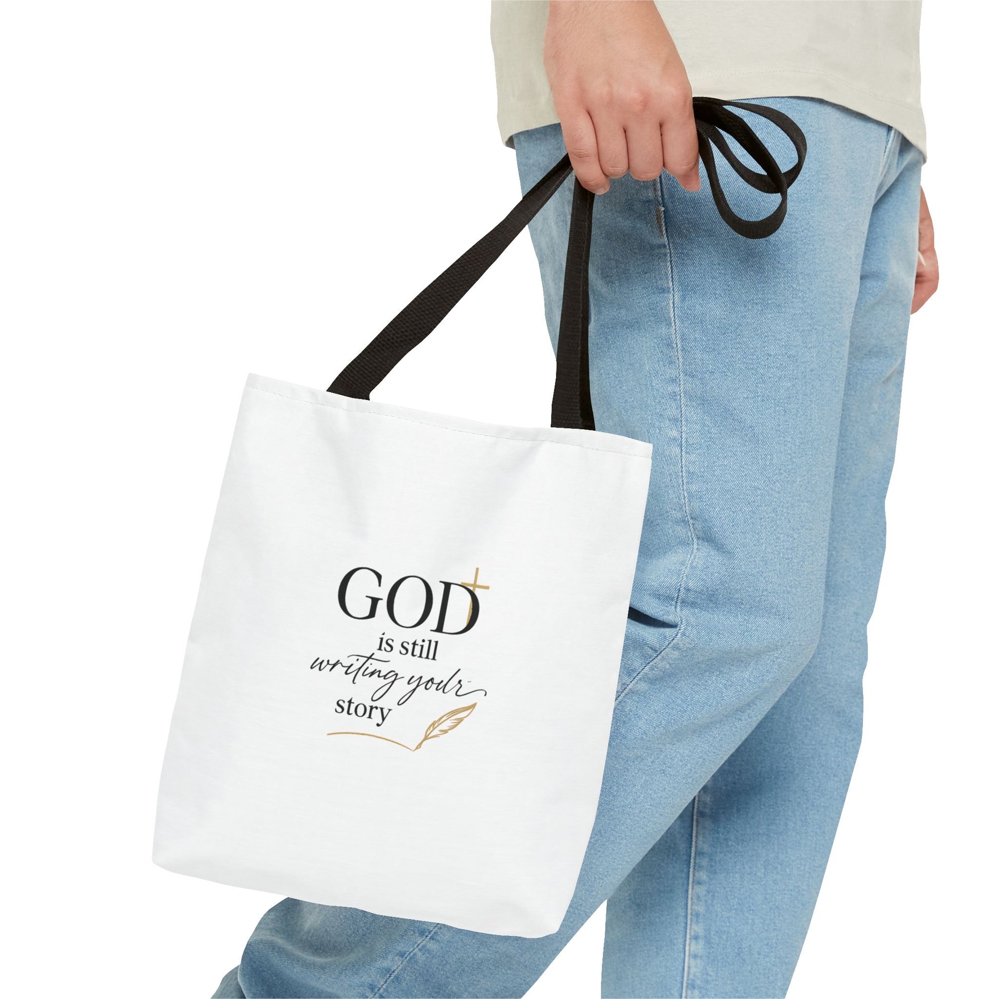 Inspirational Christian Tote Bag – “God Is Still Writing Your Story” Canvas Tote