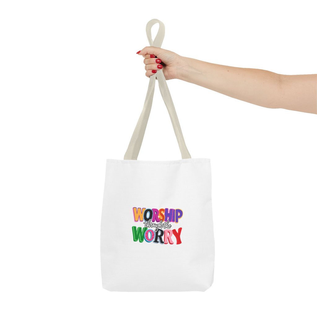 Worship Over Worry Colorful Faith Tote Bag