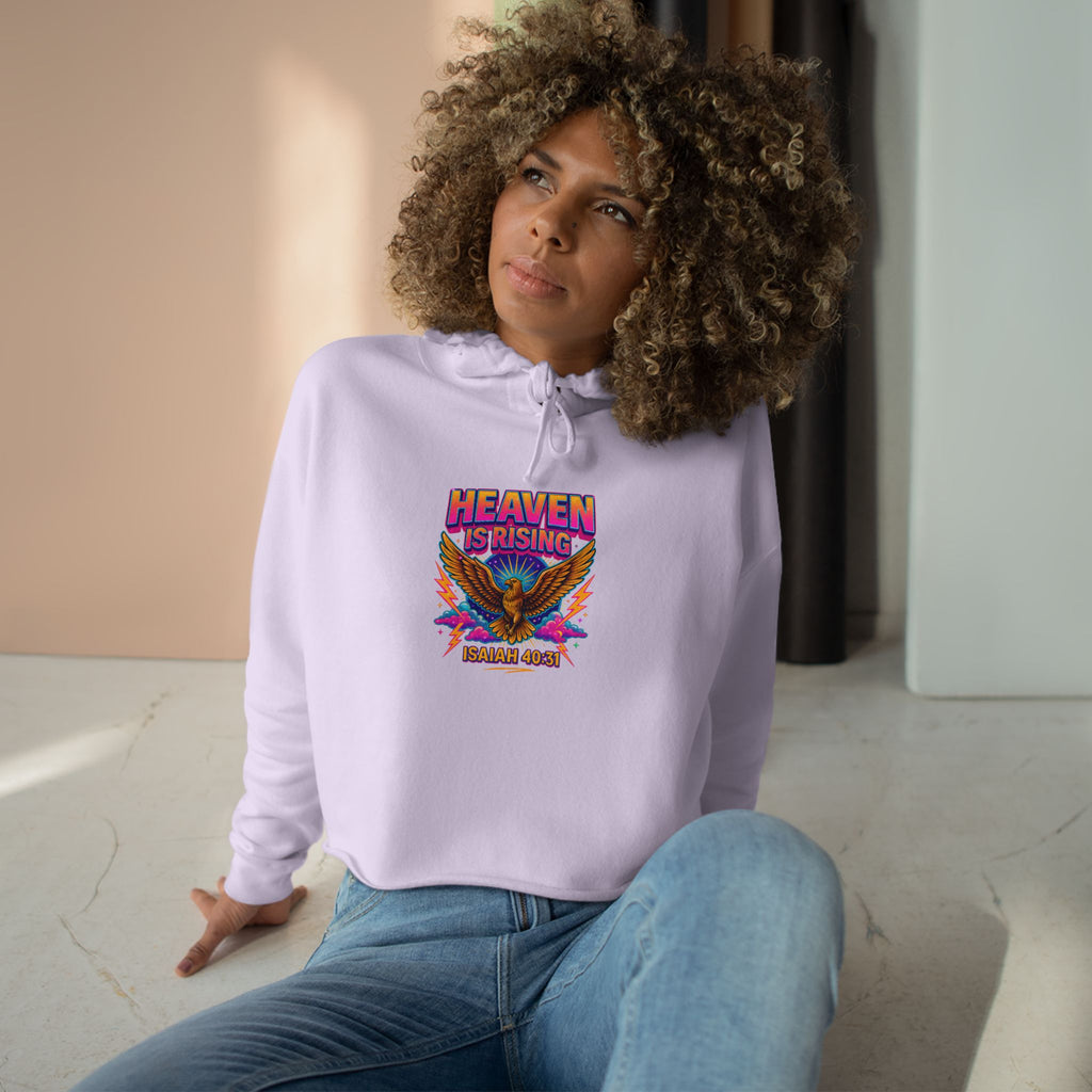 Crop Hoodie — "Heaven Is Rising" Eagle Graphic Cropped Hoodie