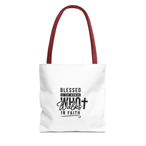 Blessed Woman in Faith Tote Bag — Christian Inspirational Cross Tote