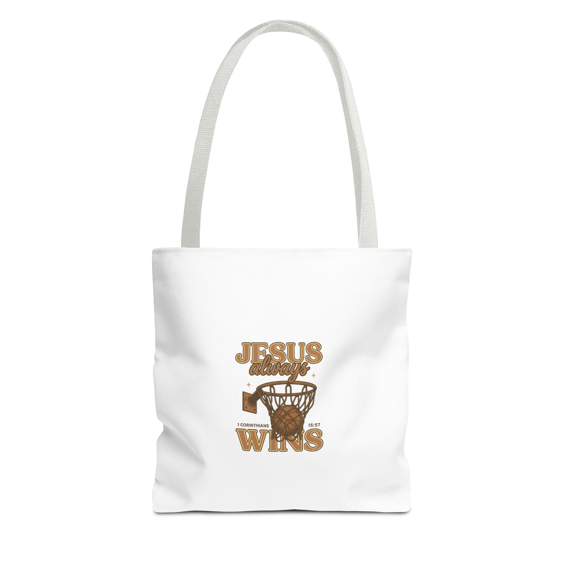 Jesus Wins Basketball Tote Bag – Faith-Based Sports Graphic Tote