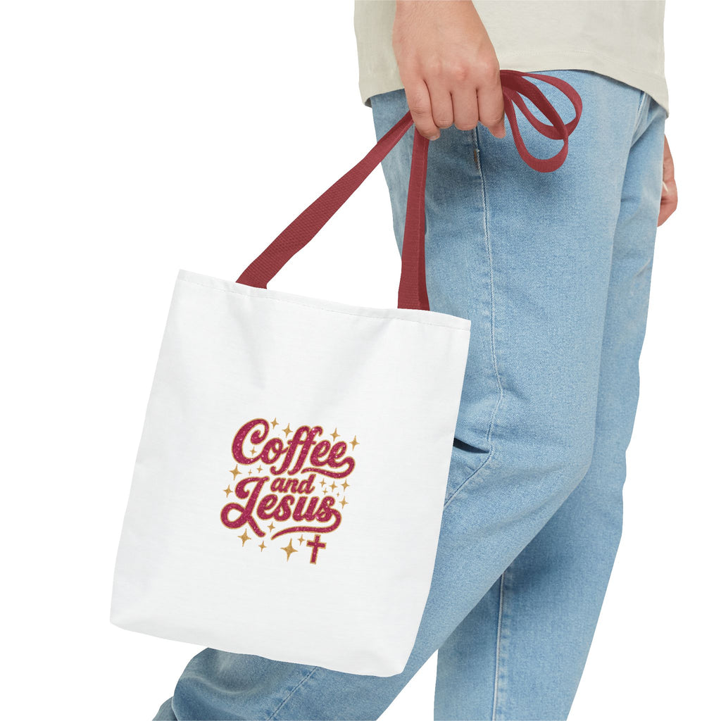 Coffee and Jesus Tote Bag — Christian Faith Canvas Shopper