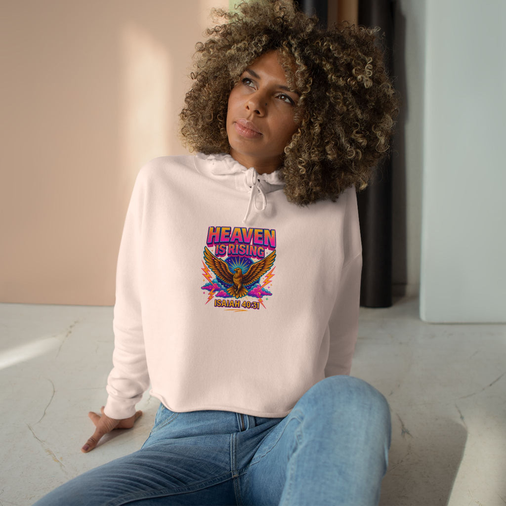Crop Hoodie — "Heaven Is Rising" Eagle Graphic Cropped Hoodie