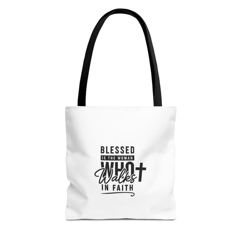 Blessed Woman in Faith Tote Bag — Christian Inspirational Cross Tote