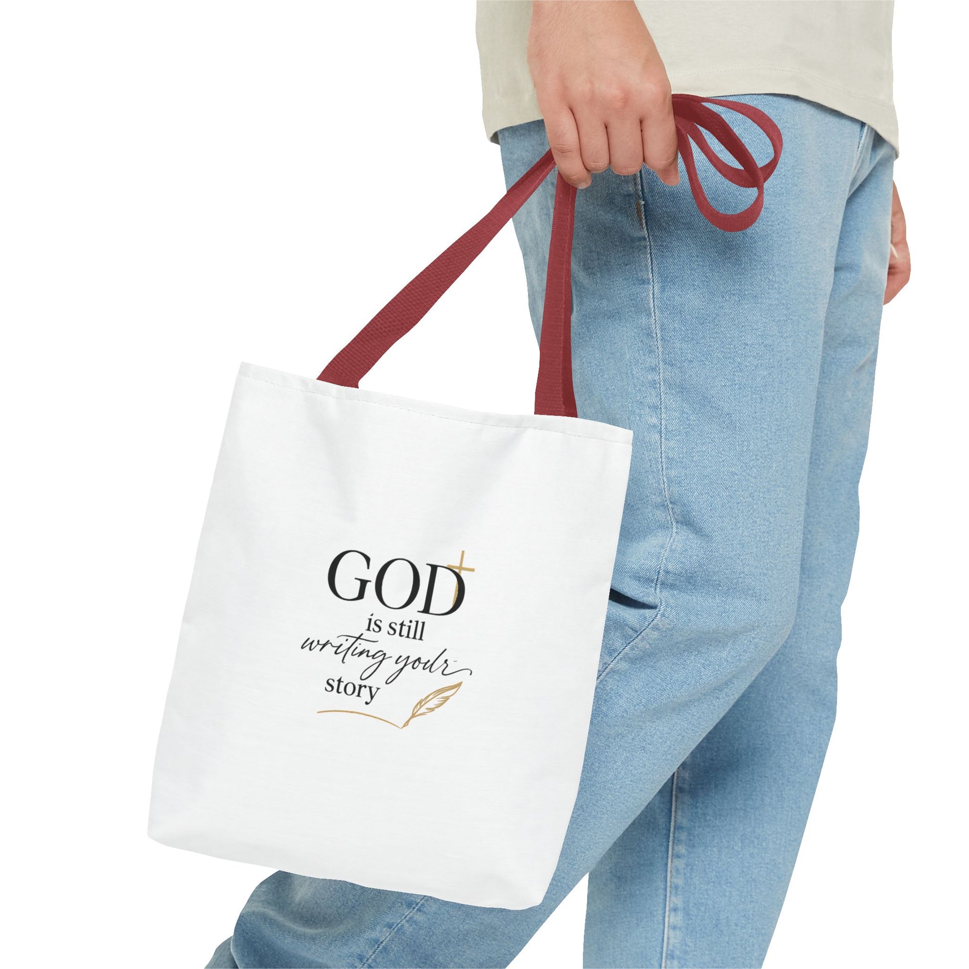 Inspirational Christian Tote Bag – “God Is Still Writing Your Story” Canvas Tote