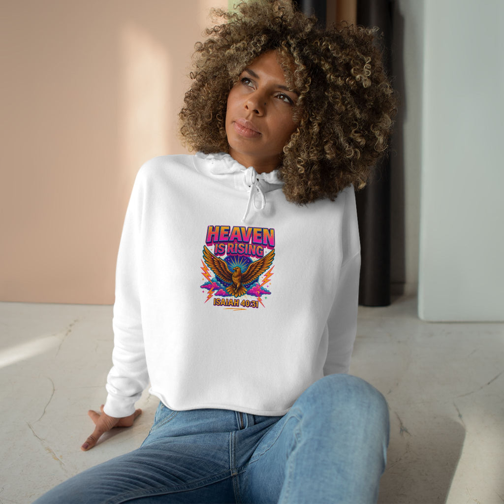 Crop Hoodie — "Heaven Is Rising" Eagle Graphic Cropped Hoodie