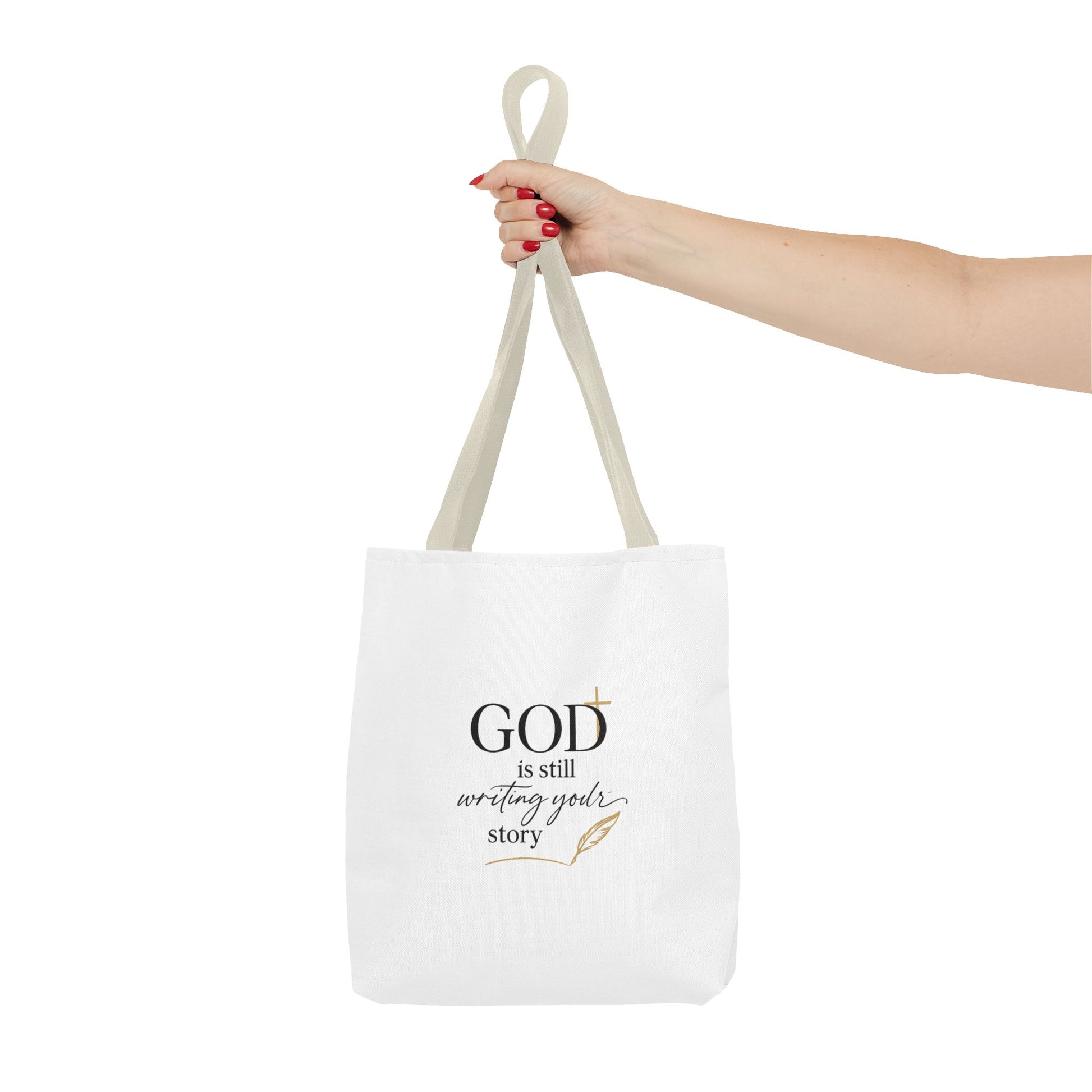 Inspirational Christian Tote Bag – “God Is Still Writing Your Story” Canvas Tote