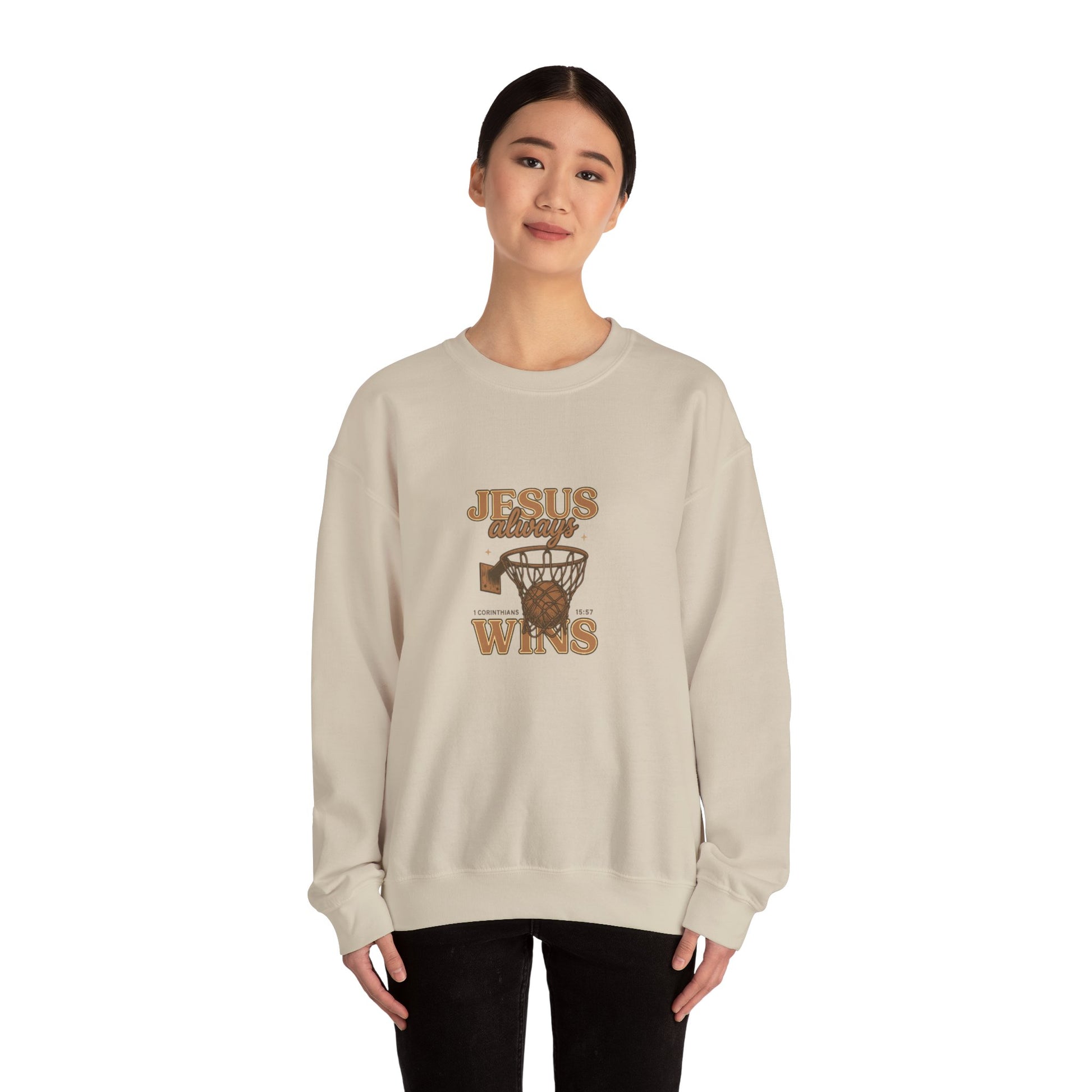 Jesus Wins Basketball Crewneck Sweatshirt