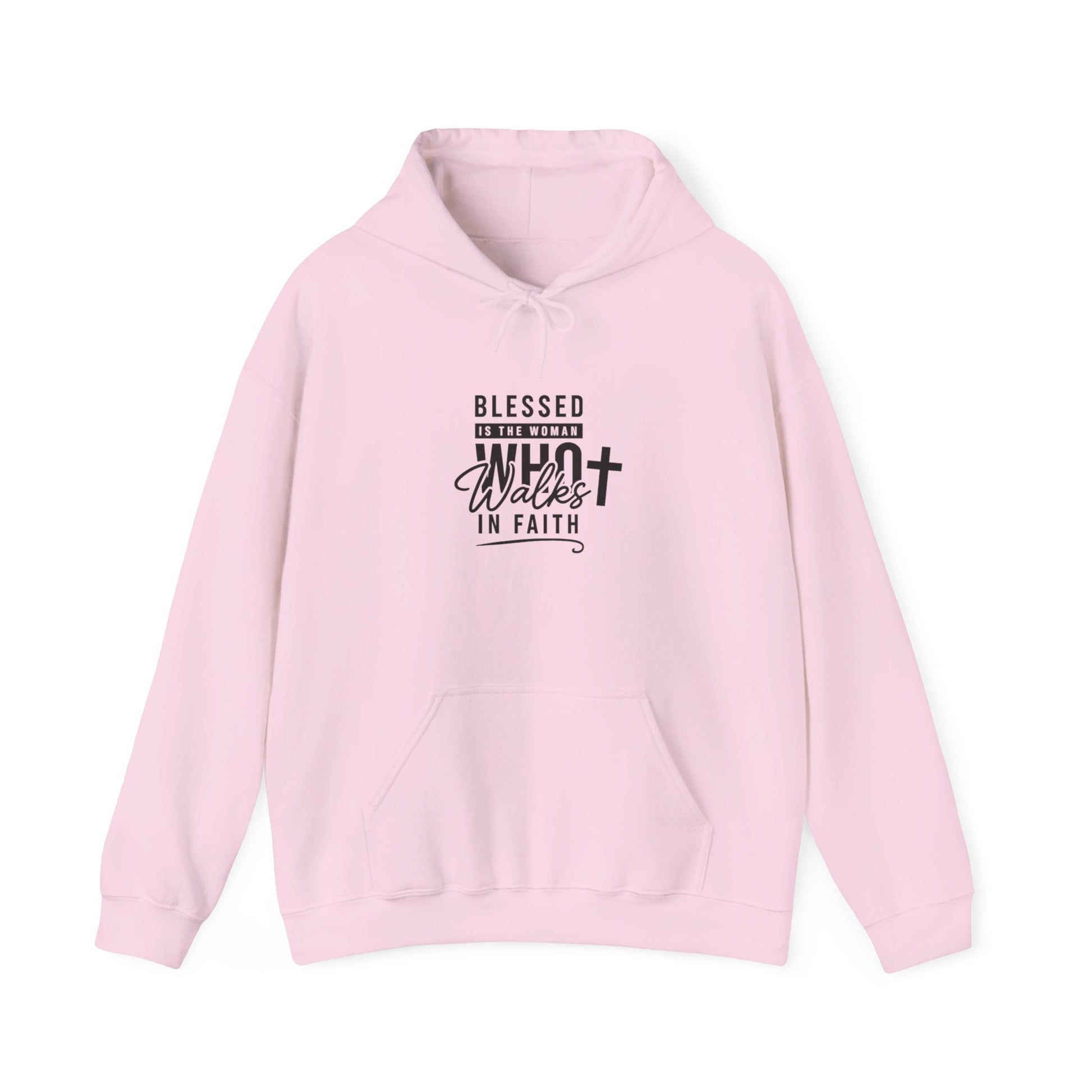 Faith Hoodie — "Blessed Who Walks in Faith" Christian Pullover