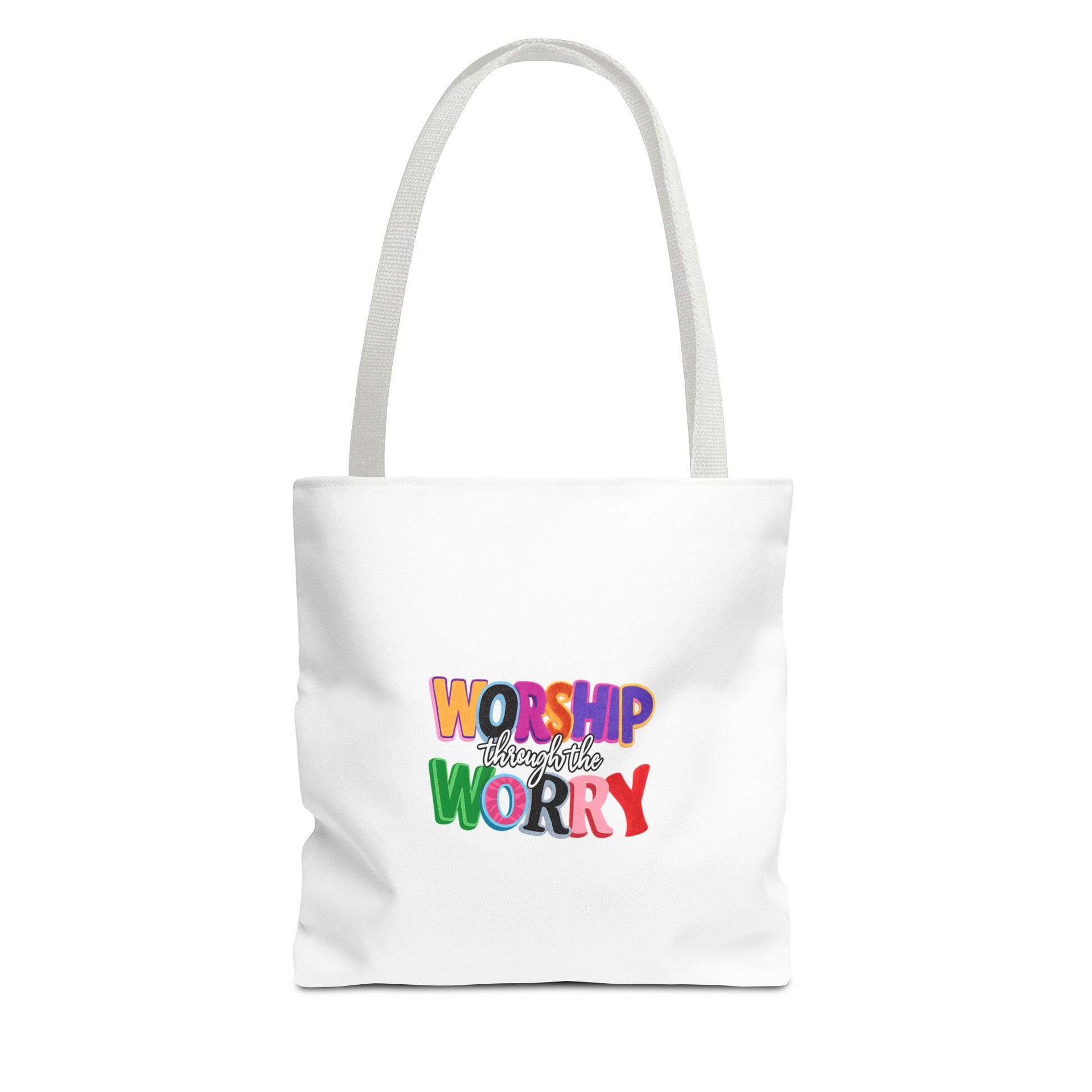 Worship Over Worry Colorful Faith Tote Bag