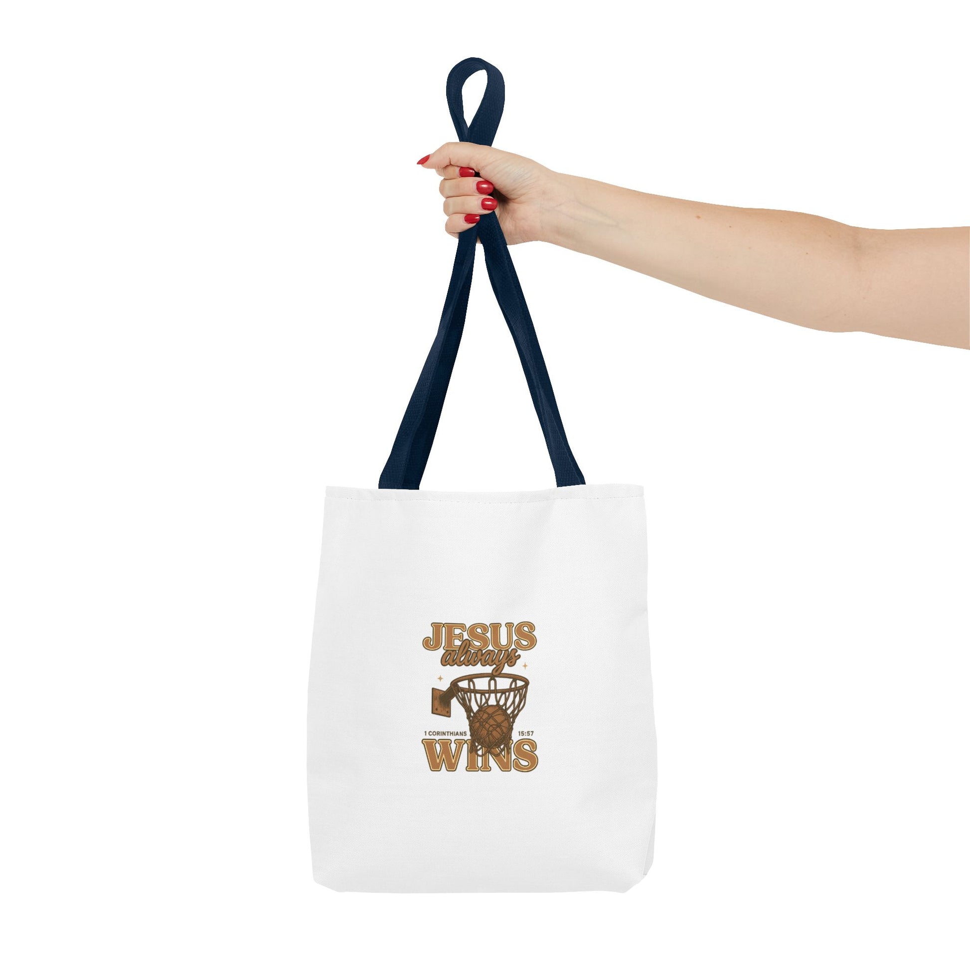 Jesus Wins Basketball Tote Bag – Faith-Based Sports Graphic Tote