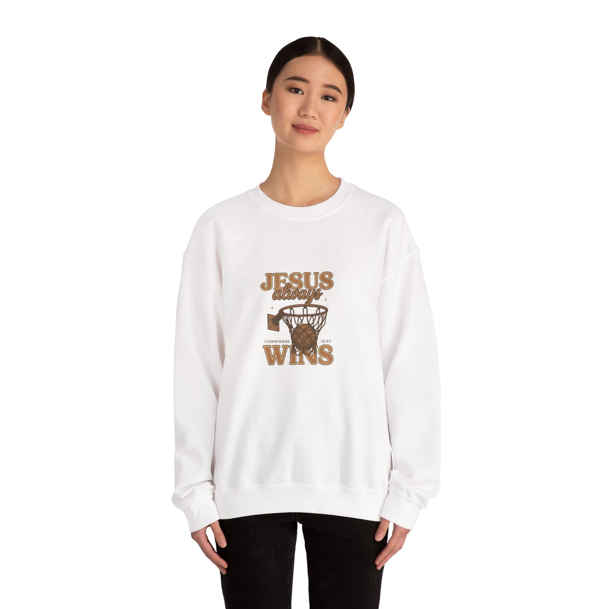 Jesus Wins Basketball Crewneck Sweatshirt