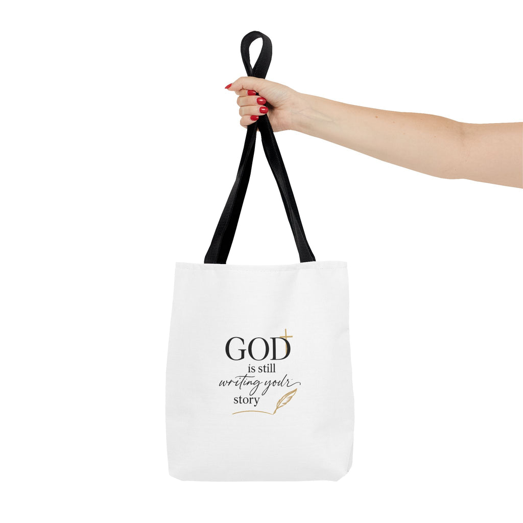 Inspirational Christian Tote Bag – “God Is Still Writing Your Story” Canvas Tote